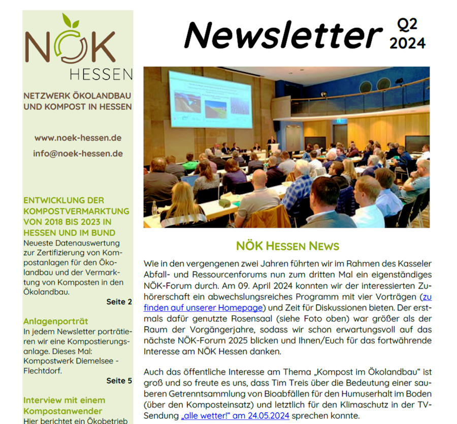 2. Newsletter des NÖK - Netzwerk Ökolandbau und Kompost Hessen in 2024 - Neues aus dem Hause NÖK